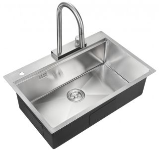 Мойка для кухни Milacio Denia 75 Steel MC.77420 в комплекте со смесителем и коландером нержавеющая сталь